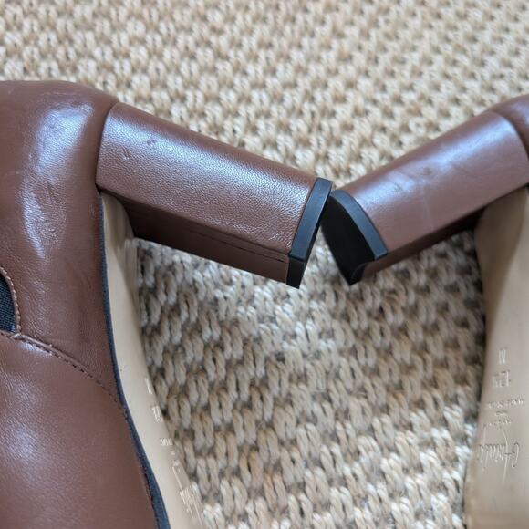 AMALFI By Rangoni Isole Brown Leather Chelsea Block Heel Ankle Boots Size 12.5 M - Picture 6 of 9